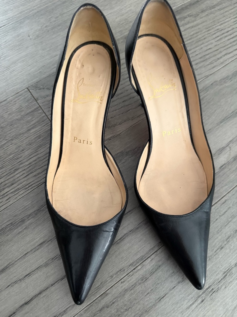 Christian Louboutin Iriza Black Pointed-Toe Leather Heels